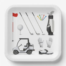 Platos de papel de golf, vajilla con tema de campo