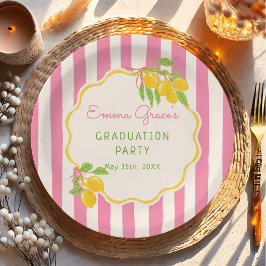 Platos de papel de graduación de limón recién grad