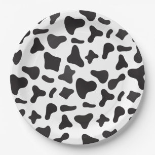 Platos de papel de granja con estampado de vaca cu