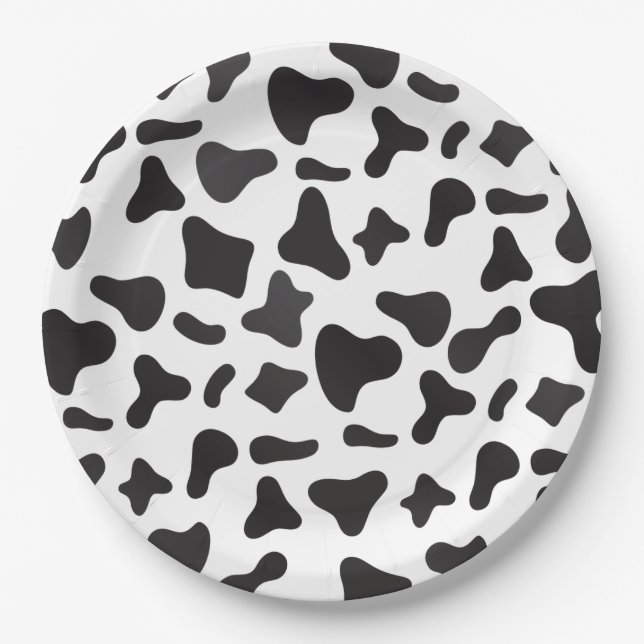 Platos de papel de granja con estampado de vaca cu (Anverso)