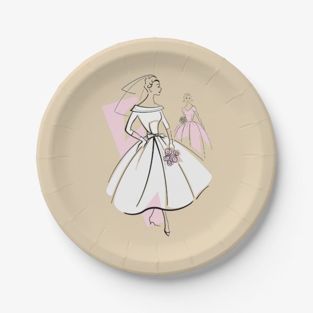 Platos de papel de grupo neutral para novia de mod (Anverso)
