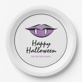 Platos de papel de Halloween con labios de vampiro