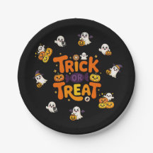 Platos de papel de Halloween 'Truco o trato'
