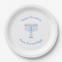 Platos de papel de Hannukah - Feliz Janucá