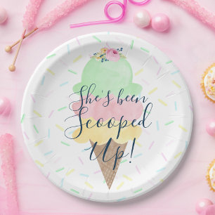 Platos de papel de helado She's Been Scooped Up