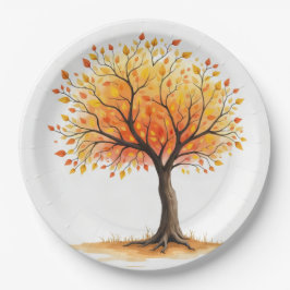 Platos de papel de hermoso árbol de otoño