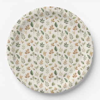 Platos de papel de hojas de bosque