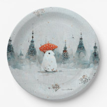 Platos de papel de hombre de nieve para fiestas Na
