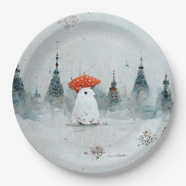 Platos de papel de hombre de nieve para fiestas Na (Anverso)