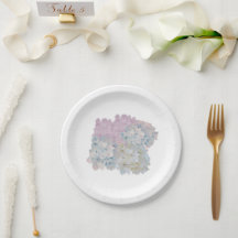 Platos de papel de Hortensias Pastel