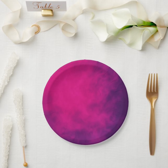 Platos de Papel de Humo Rosa Neon – Personalizable (Boda)