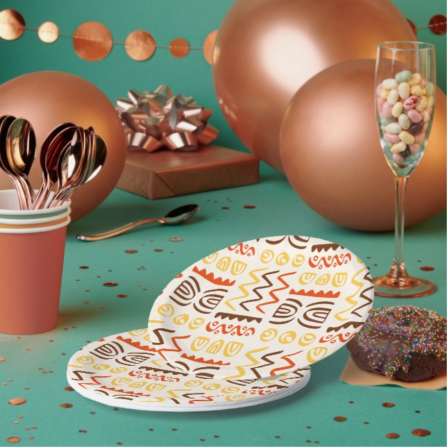 Platos de Papel de Impresión Africana para Fiesta (Multi)