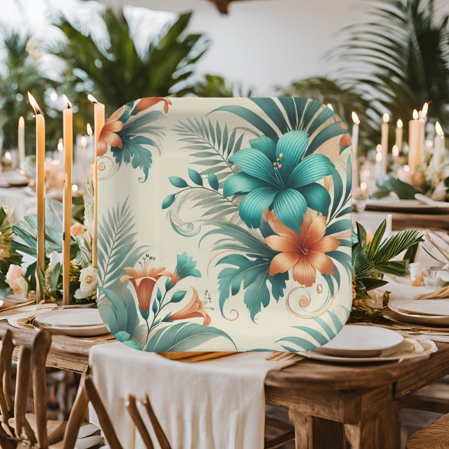 Platos de papel de iridiscencia tropical (Subido por el creador)