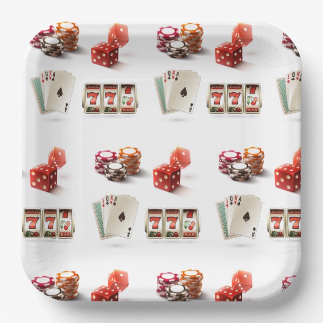 Platos de Papel de Juego, Fiesta de Poker de Casin (Anverso)