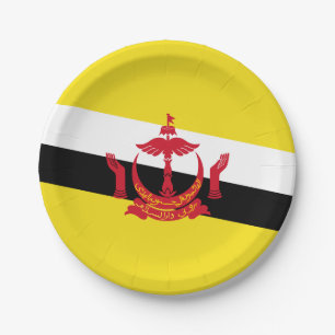 Platos de papel de la bandera patriótica de Brunéi