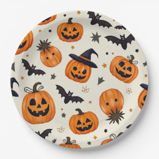 Platos de papel de la fiesta de Halloween.