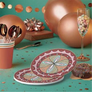 Platos de papel de la flor sagrada de la cultura d