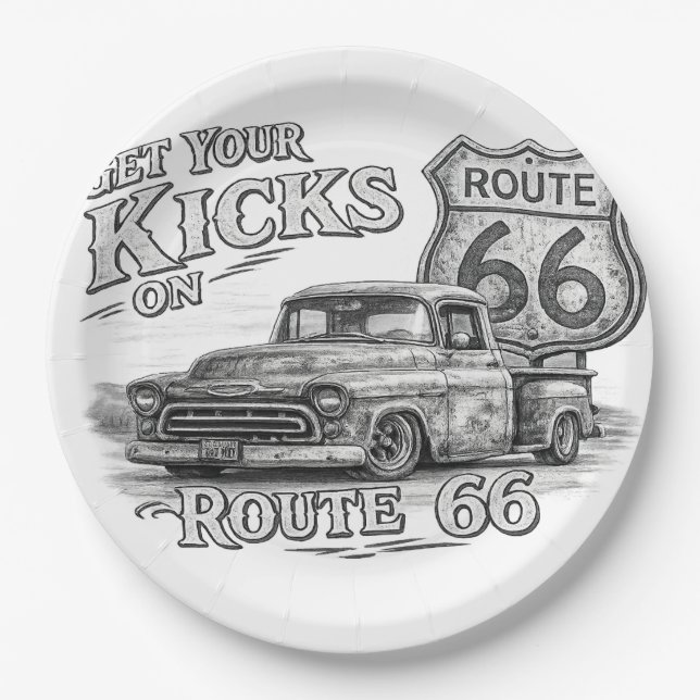 Platos de papel de la Ruta 66 (Anverso)