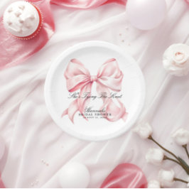 Platos de papel de lazo rosa She's Tying The Knot