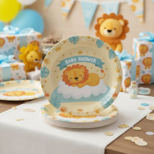 Platos de papel de león para baby shower – Cute Sa