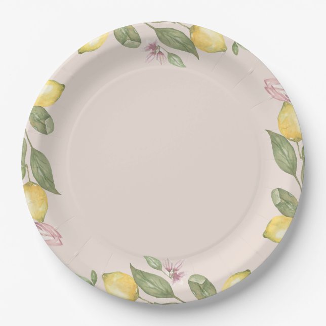 Platos de papel de limón rosa (Anverso)