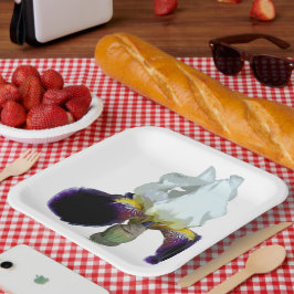 Platos de papel de lirio púrpura y blanco