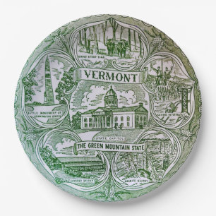 Platos de papel de lugares emblemáticos de Vermont