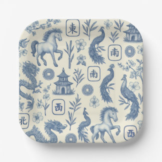 Platos de papel de Mahjong del Año del Caballo