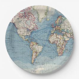 Platos de papel de mapa antiguo
