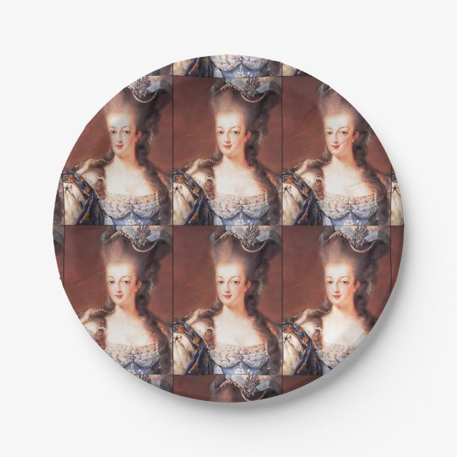Platos de papel de María Antonieta Francesa de Par (Anverso)