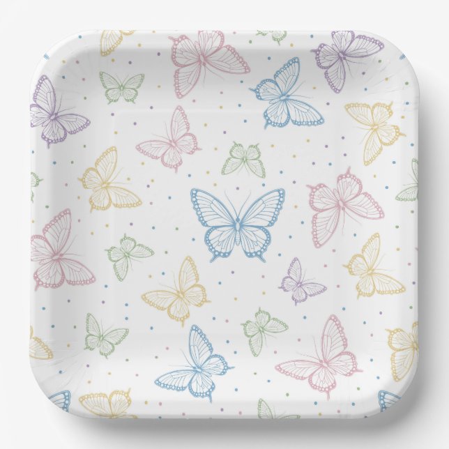 Platos de Papel de Mariposa, Suministros para Fies (Anverso)
