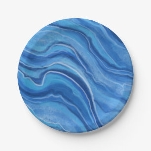 Platos de papel de mármol azul