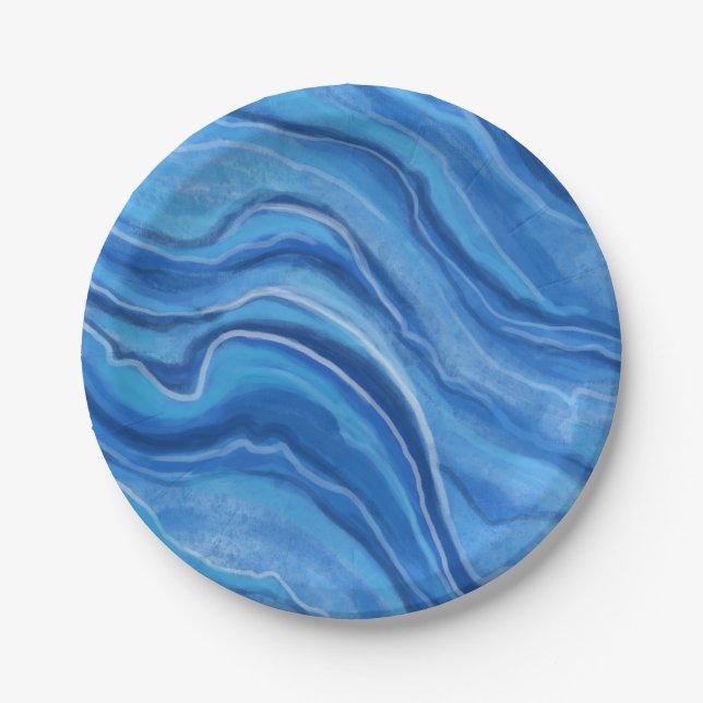 Platos de papel de mármol azul (Anverso)