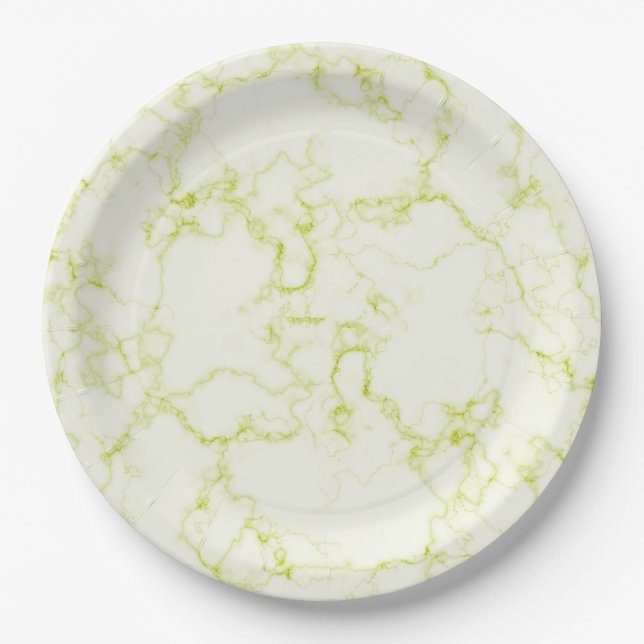 Platos de papel de mármol blanco verde (Anverso)