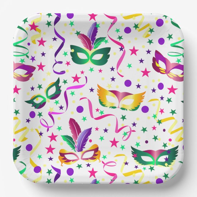 Platos de Papel de Máscara, Vajilla para Fiesta de (Anverso)