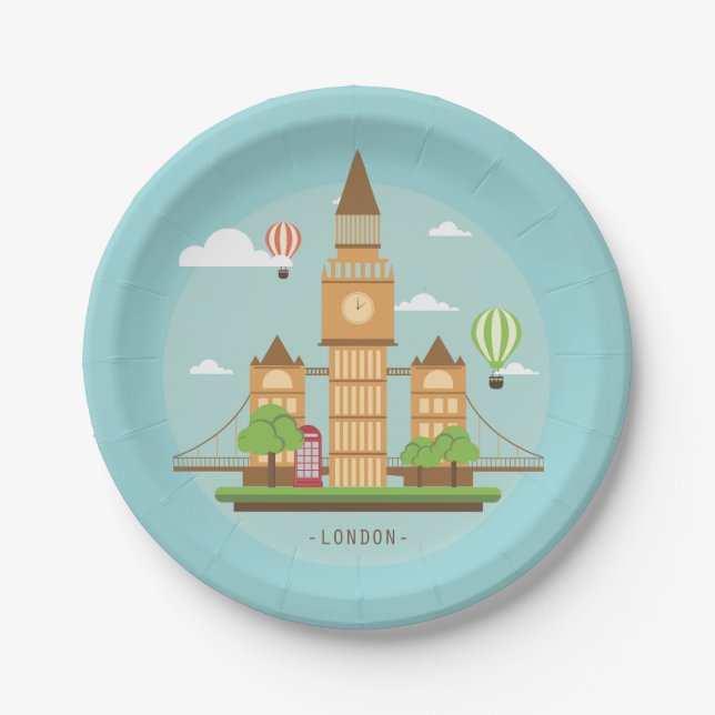 Platos de papel de monumentos de Londres Inglaterr (Anverso)