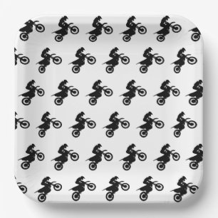 Platos de papel de motocrós, fiesta de bicicletas 