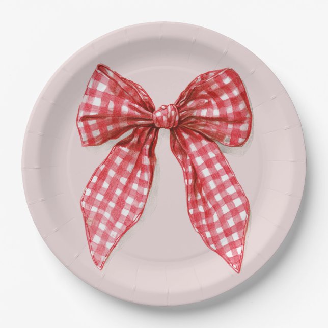 Platos de Papel de Navidad con Lazo Rojo (Anverso)