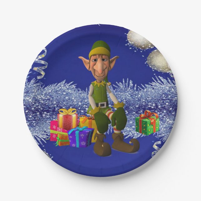 Platos de Papel de Navidad, Duende (Anverso)