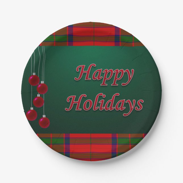 Platos de Papel de Navidad, Felices Fiestas (Anverso)