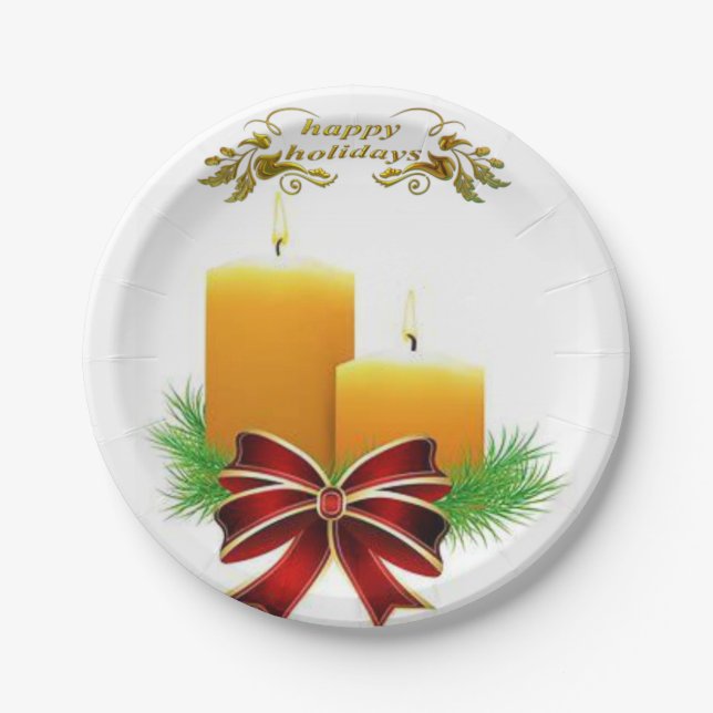 Platos de papel de Navidad, Felices Fiestas (Anverso)
