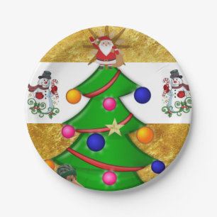 Platos de Papel de Navidad, Feliz Navidad Muñeco d