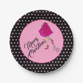 Platos de papel de Navidad Glam Pink