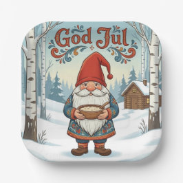 Platos de papel de Navidad Norwegian Nisse God Jul