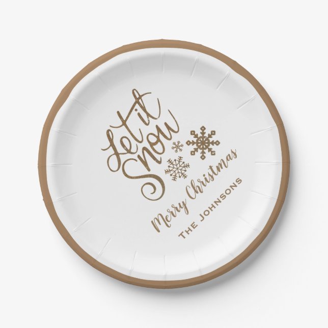 Platos de Papel de Navidad Personalizados Deja que (Anverso)