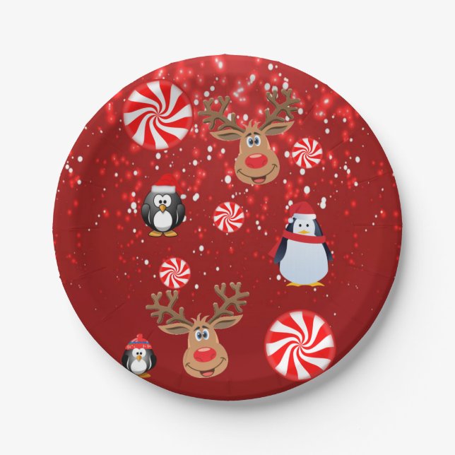 Platos de papel de Navidad, Pingüino (Anverso)
