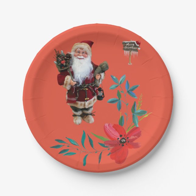 Platos de Papel de Navidad, Santa (Anverso)