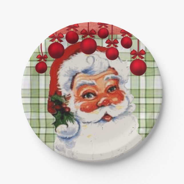Platos de Papel de Navidad, Santa (Anverso)