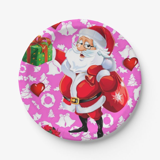 Platos de Papel de Navidad, Santa (Anverso)