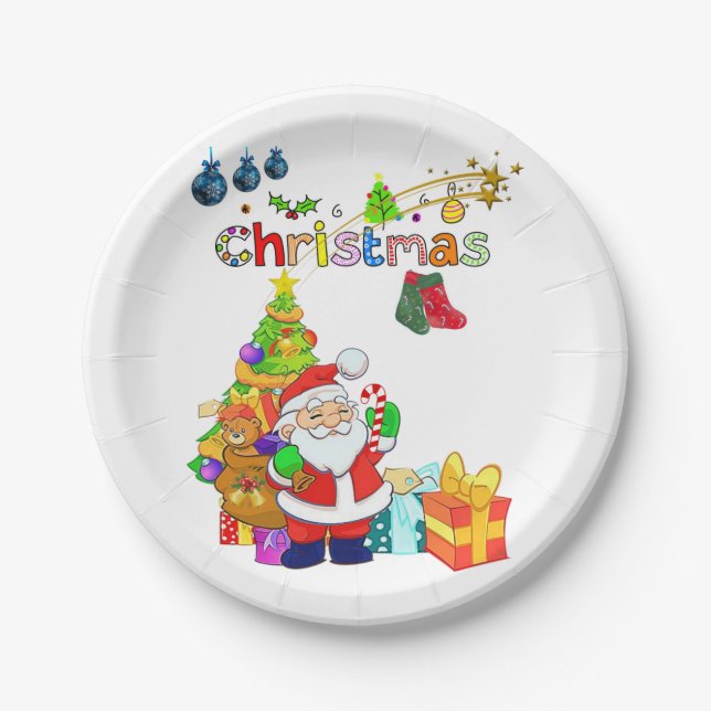 Platos de Papel de Navidad, Santa (Anverso)